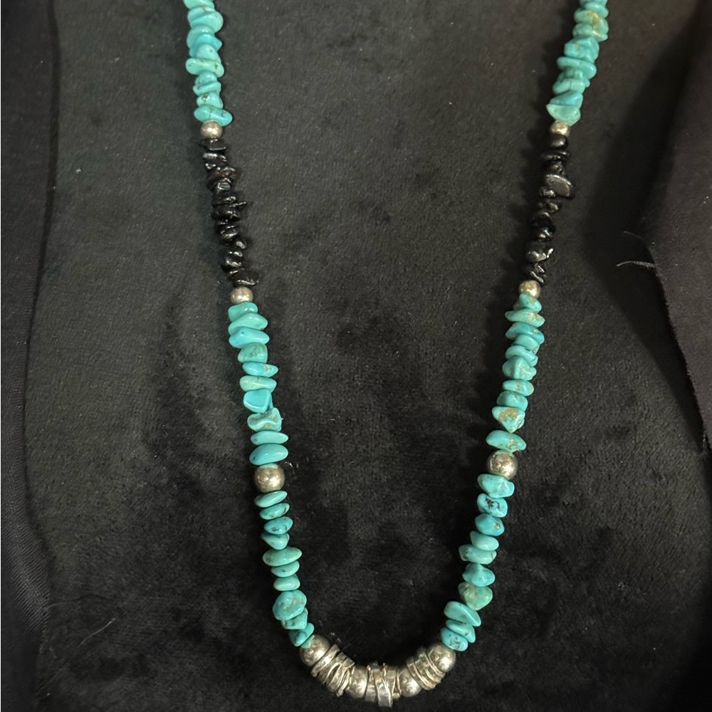 Turquoise and Black Beaded Necklace